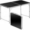 LEAN Sulankstomas Kempingo Staliukas Reguliuojamas Aliuminis Juodas 120x60cm