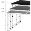 LEAN Sulankstomas Kempingo Staliukas Reguliuojamas Aliuminis Juodas 120x60cm