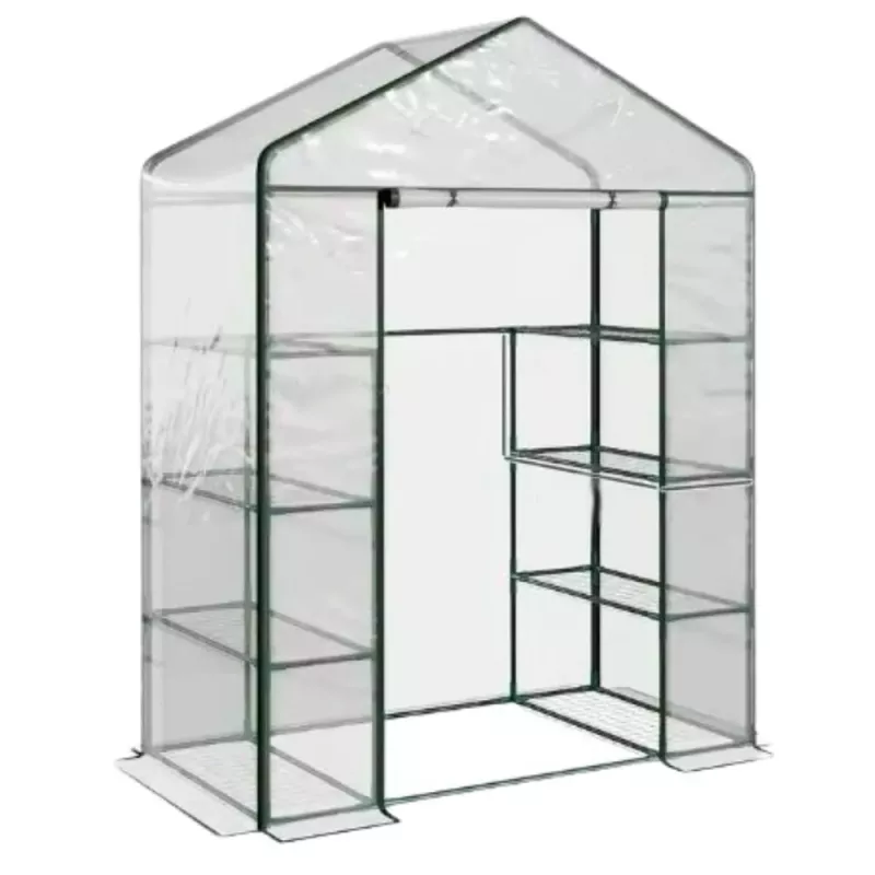 LEAN Mini Balcony Garden Greenhouse 4 Metal Shelves PVC Foil 195 x 143 x 73cm