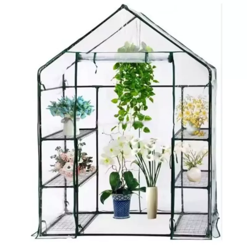 LEAN Mini Balcony Garden Greenhouse 4 Metal Shelves PVC Foil 195 x 143 x 73cm