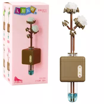 LEAN TOYS Construction Blocks Cotton Flower Branch in a Vial 392 pcs.