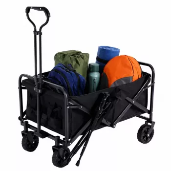 LEAN Sulankstomas sodo ir paplūdimio transportavimo vežimėlis juodas 120L
