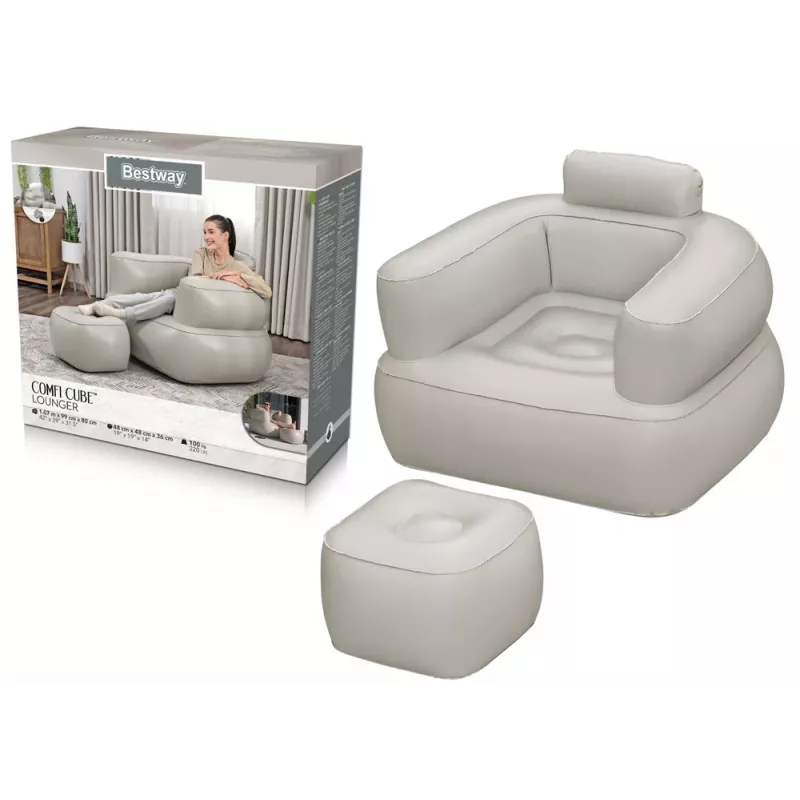 Bestway Inflatable Light Chair 75137 - Skaidri su daugiaspalviu LED apšvietimu