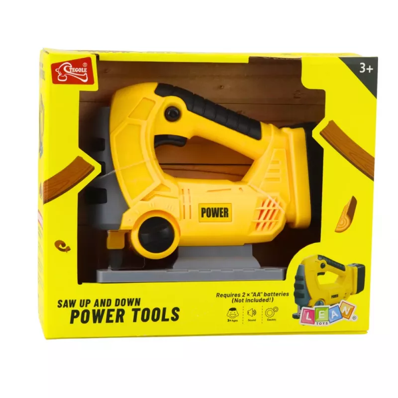 LEAN TOYS Belaidis vaikiškas pjūklas su šviesomis ir garsais Geltonas
