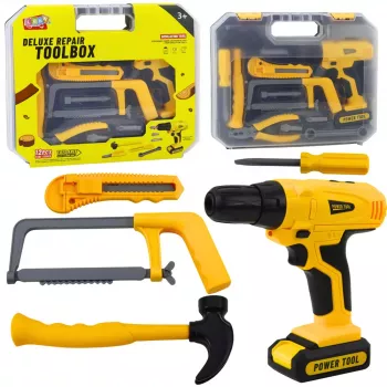 LEAN TOYS DIY rinkinys su gręžtuvu, įrankiais, šviesomis ir garsais lagamine