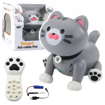 LEAN TOYS Interaktyvus robotas kačiukas nuotolinio valdymo RC pilka