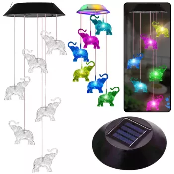 LEAN Solar Garden LED Bell Lamps Elephants Colorful 70cm