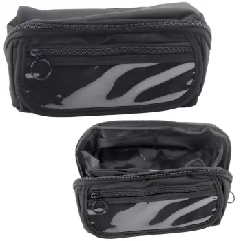 LEAN Pencil Case School Kit, Expandable, Roomy, Black, 20x10cm