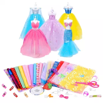LEAN TOYS Kūrybinis rinkinys „Pasidaryk pats“ lėlių drabužėlių dizainui ir siuvimui