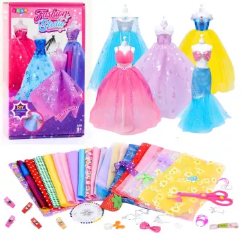 LEAN TOYS Kūrybinis rinkinys „Pasidaryk pats“ lėlių drabužėlių dizainui ir siuvimui