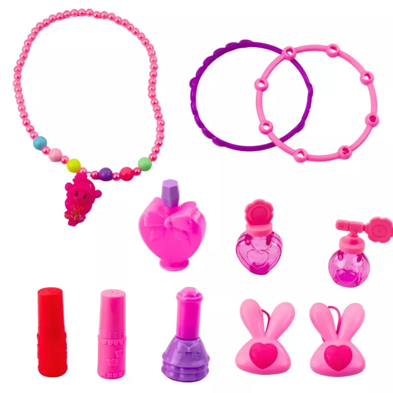 LEAN TOYS Grožio rinkinys Tualetinis staliukas lagamine 2 viename Aksesuarai Vienaragis Rožinis
