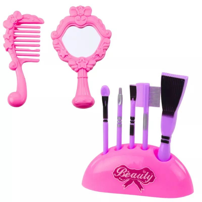 LEAN TOYS Grožio rinkinys Tualetinis staliukas lagamine 2 viename Aksesuarai Vienaragis Rožinis
