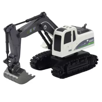 LEAN TOYS nuotoliniu valdymu valdomas vikšrinis ekskavatorius su šviesomis ir garsais, baltas, 1:24 masteliu