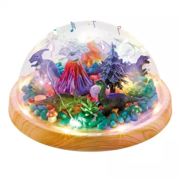 LEAN TOYS DIY Dinozaurų Terariumo Kūrybinis Rinkinys su Kupolo Naktine Šviesa