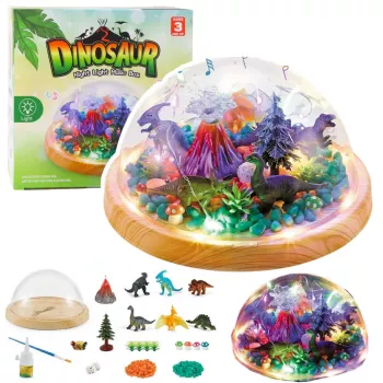 LEAN TOYS DIY Dinozaurų Terariumo Kūrybinis Rinkinys su Kupolo Naktine Šviesa