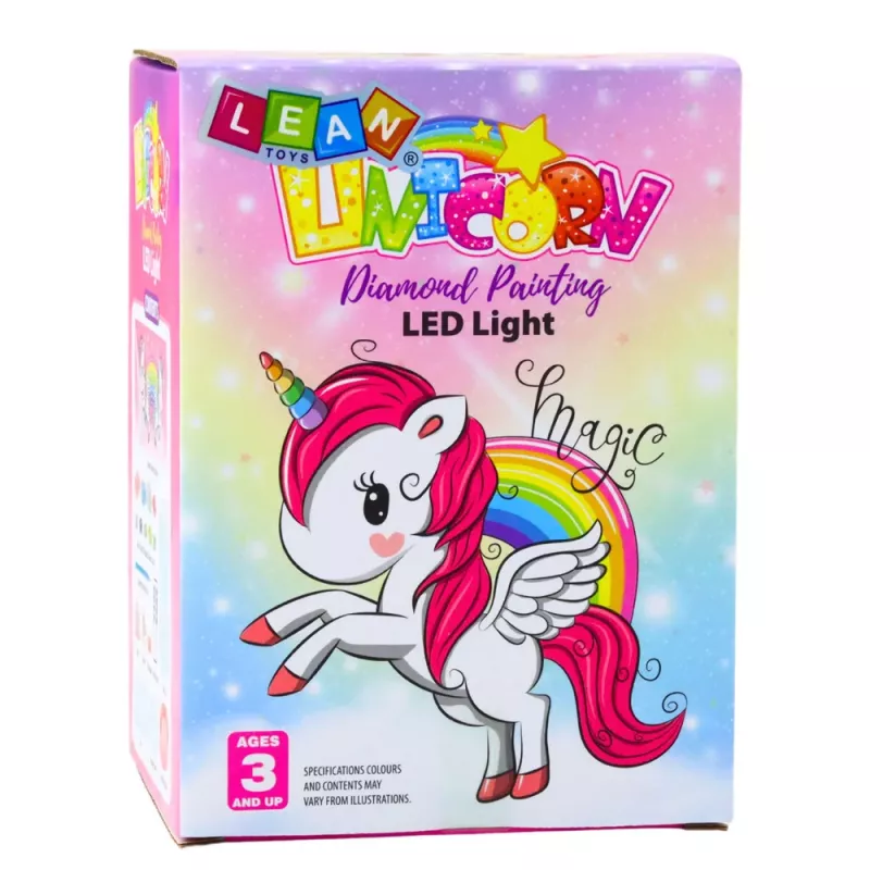 LEAN TOYS Kūrybinis rinkinys „Vienaragis stiklainyje“ – deimantinė naktinė lemputė su nuotolinio valdymo pulteliu „Pasidaryk pats“