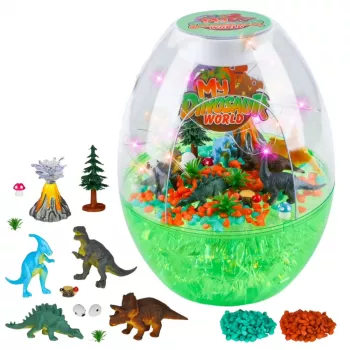 LEAN TOYS DIY Creative Dinosaur Terrarium Kit su balso valdymo naktine lempute