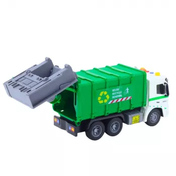 LEAN TOYS Šiukšliavežis su Šiukšliadėže, Šviesos ir Garsai, Žalias, Mastelis 1:16