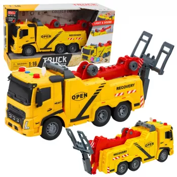 LEAN TOYS Car Tow Truck Roadside Assistance Hook Platform Lights Sounds 1:16