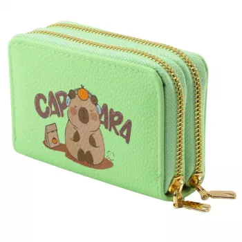 LEAN Two-Compartment Wallet with Card Compartments Kapybara Green 12.5 x 8.5 cm