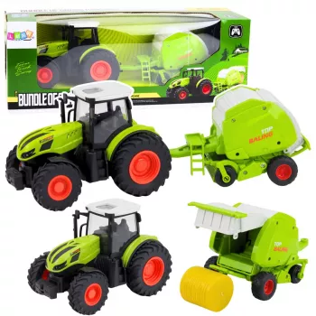 LEAN TOYS RC valdomas žemės ūkio traktorius su presu 1:24