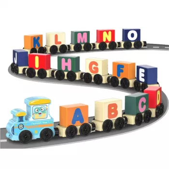 LEAN TOYS Educational Train, Letters, Numbers, Colorful, 16 pcs.