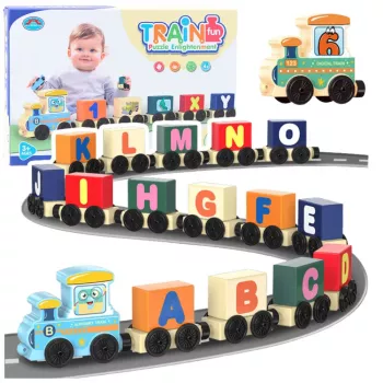 LEAN TOYS Educational Train, Letters, Numbers, Colorful, 16 pcs.