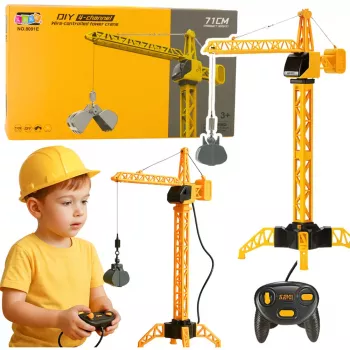 LEAN TOYS nuotoliniu valdymo statybinis kranas RC laidinis 360° sukimasis 71 cm