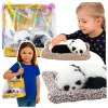 LEAN TOYS Mieganti Panda ant Pagalvėlės Figūrėlė su Kailiu ir Skaidriu Maišeliu