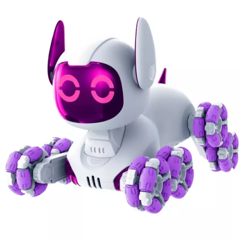 LEAN TOYS TOOBY Robot Dog Remote Controlled RC 360° Lights Sounds White and Purple