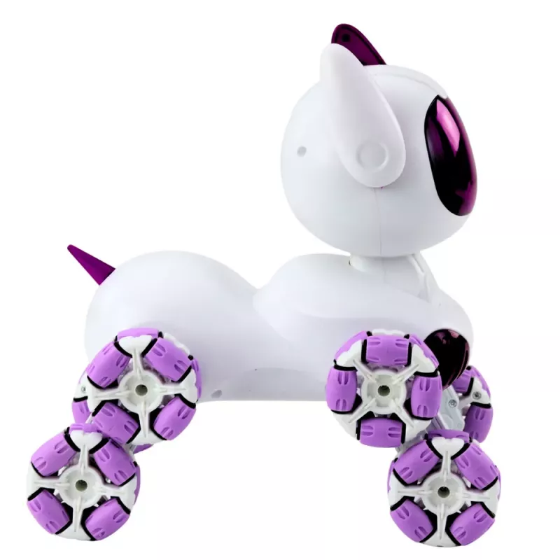 LEAN TOYS TOOBY Robot Dog Remote Controlled RC 360° Lights Sounds White and Purple