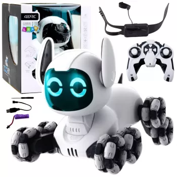 LEAN TOYS TOOBY Robot Dog Remote Controlled RC 360° Lights Sounds Black and White