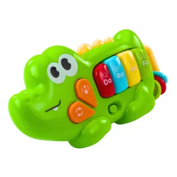 LEAN TOYS Interaktyvus muzikinis pianinas vaikams su krokodilo karoliukais, žalias