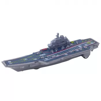 LEAN TOYS Karinis lėktuvnešis su šviesomis ir garsais, trinties pavara, 24 cm