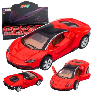 LEAN TOYS Sportinis automobilis Metalas Atidaromos durys Šviesos Garsai Raudonas 1:32