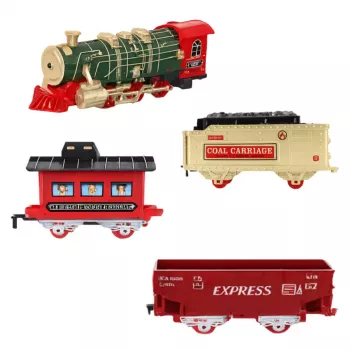 LEAN TOYS Elektrinis traukinys Klasikinis traukinys su šviesomis, garsais, dūmų efektu 24 dalys