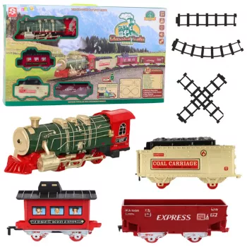 LEAN TOYS Elektrinis traukinys Klasikinis traukinys su šviesomis, garsais, dūmų efektu 24 dalys