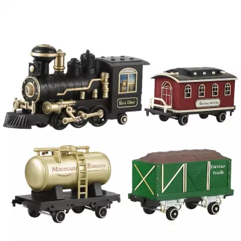LEAN TOYS Electric Train Classic RC Train with Lights, Sounds and Smoke, 206 cm Track, 24 Pieces