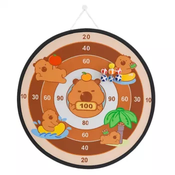 LEAN TOYS Capybara Dartboard Skill Game su Velcro kamuoliukais ir pistoletais 73,5 cm