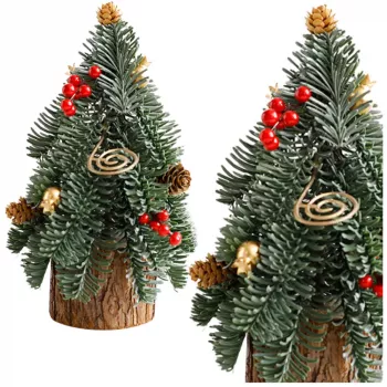 LEAN Decorative Christmas Tree on a Trunk Red Rowan Cones 38 x 15 cm