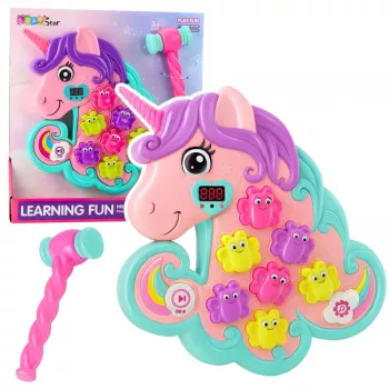LEAN TOYS Whac A Mole Arcade Game Unicorn Colorful Lights Sounds