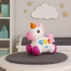 LEAN TOYS Interaktyvus žaislas mažyliams Vienaragis ant ratukų su šviesomis ir garsais