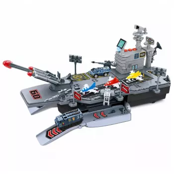 LEAN TOYS Military Set Lėktuvnešis Karinė Bazė Naikintuvai Transporto Priemonės Garsas Šviesa