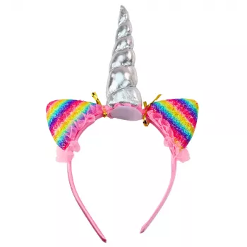 LEAN TOYS Unicorn Costume Accessory Set - Headband, Ears, Horn, Necklace, Colorful
