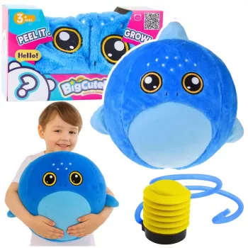 LEAN TOYS Growing Plush Blue Shark Jumping Ball Pump 50 cm