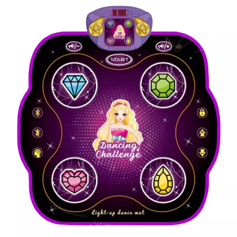 LEAN TOYS Interaktyvus Muzikinis Šokių Kilimėlis Vaikams su Bluetooth 9 Žaidimų Lygiais