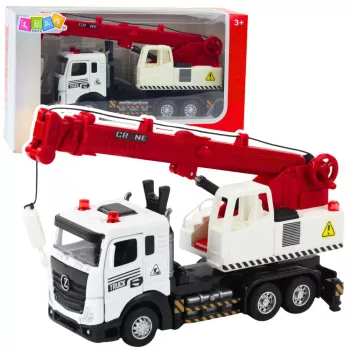 LEAN TOYS Sunkvežimis su kranu, Metalinė kabina, Reguliuojama strėlė, Šviesos ir garso sistema