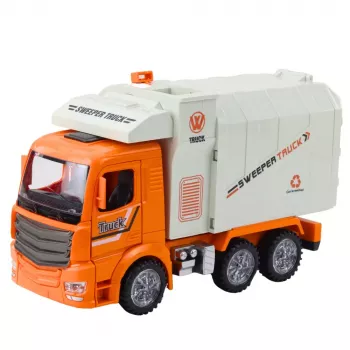 LEAN TOYS Šiukšliavežis City Lights Sounds Oranžinis