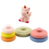 LEAN TOYS Minkštas sensorinis piramidės vienaragis iš gumos ECO spalvotas