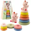 LEAN TOYS Minkštas sensorinis piramidės vienaragis iš gumos ECO spalvotas